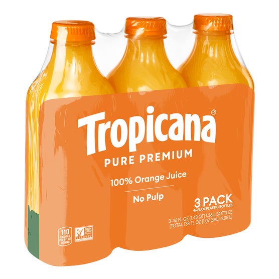 Tropicana Pure Premium 100% Orange Juice, No Pulp, 46 fl oz, 3 ct