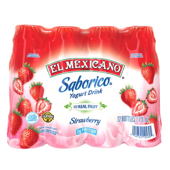 El Mexicano Saborico Yogurt Drink, Strawberry, 7 fl oz, 12 ct