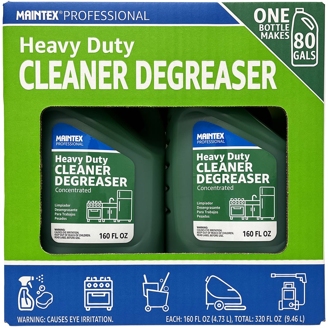 Maintex Professional Cleaner Degreaser, Heavy Duty, Concentrated, 160 fl oz, 2 ct