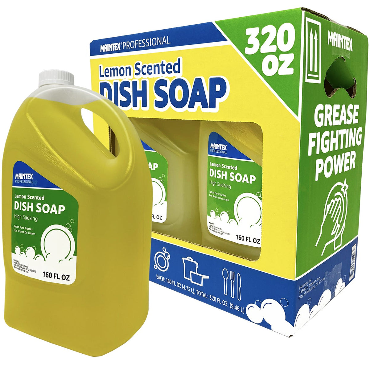 Maintex Professional High Sudsing Liquid Dish Soap, Lemon Scent, 160 fl oz, 2 ct - image 3