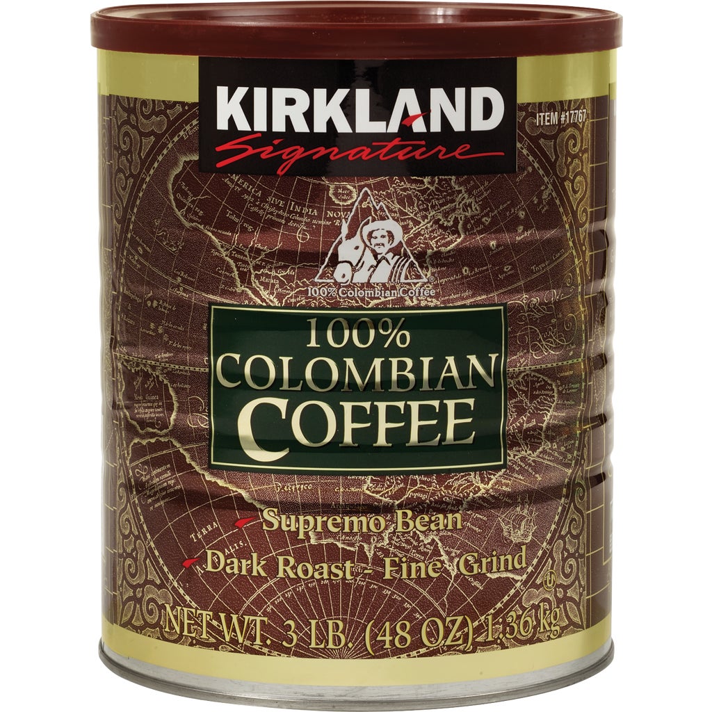 Kirkland Signature 100% Colombian Ground Coffee, Dark Roast, 3 lbs
