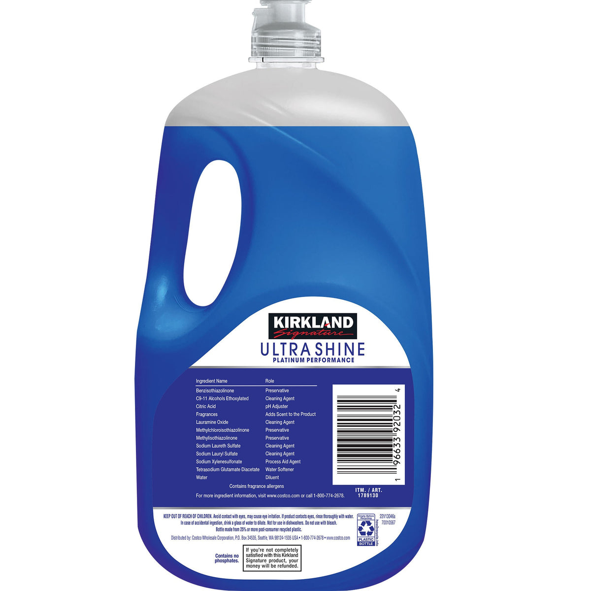 Kirkland Signature Ultra Shine Dishwashing Liquid, Fresh Scent, 90 fl oz - image 2
