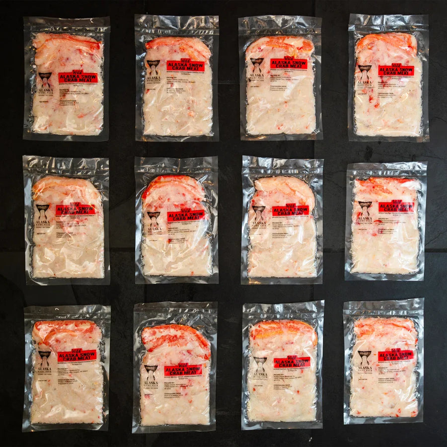 Wild Alaska Snow Crab Meat (Bairdi Crab 8 oz. Pack) 12 Total Packs, 6 Lbs. Total