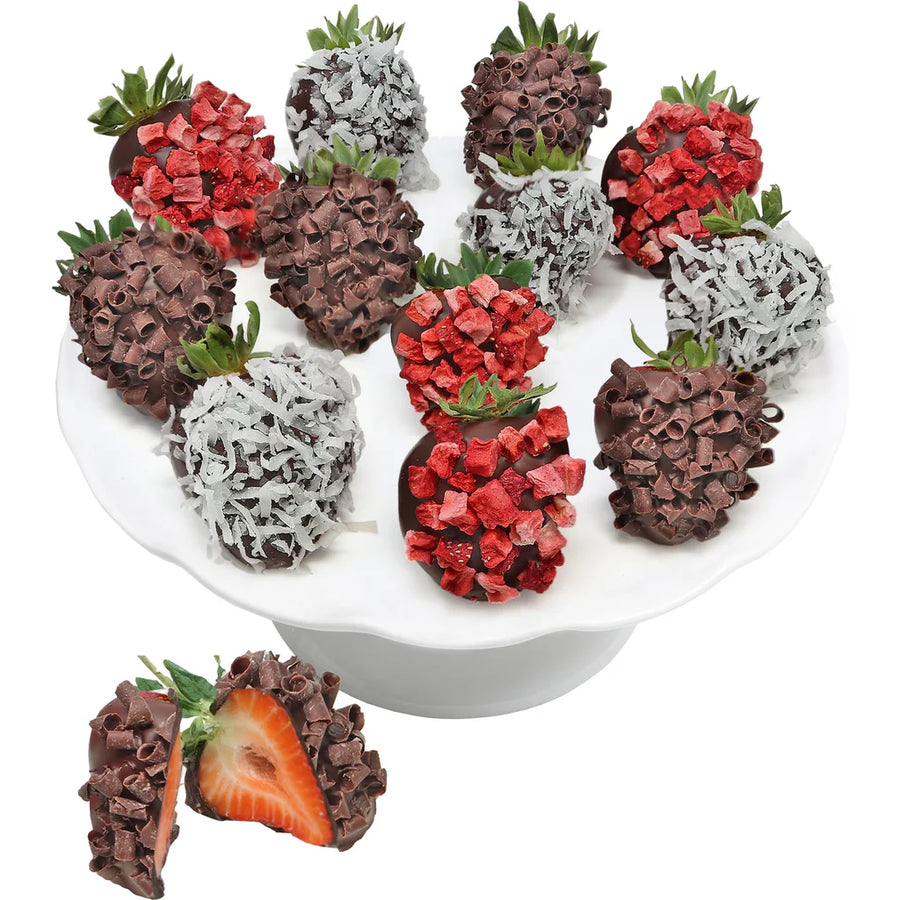 Elegant Valentine’s Day Belgian Chocolate Covered Strawberries, 12-count