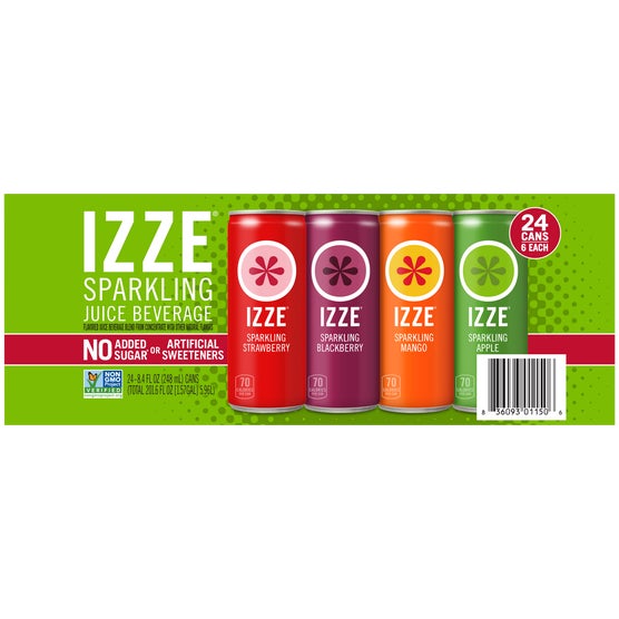 IZZE Sparkling Juice Beverage, Variety Pack, 8.4 fl oz, 24 ct
