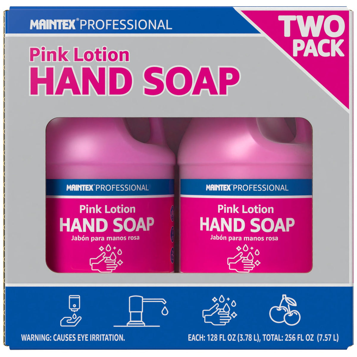 Maintex Professional Pink Lotion Hand Soap, Cherry Scent, 128 fl oz, 2 ct