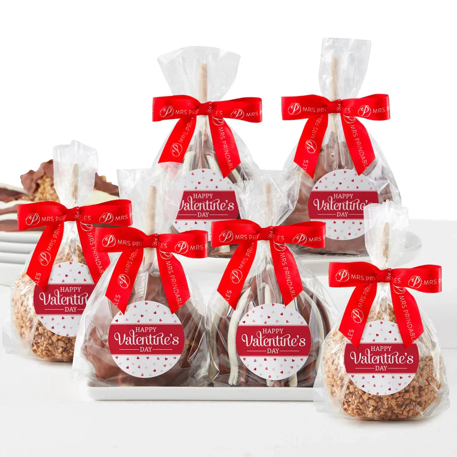 Mrs. Prindables Valentine's Day Assorted Flavored Caramel Apples, 6 count