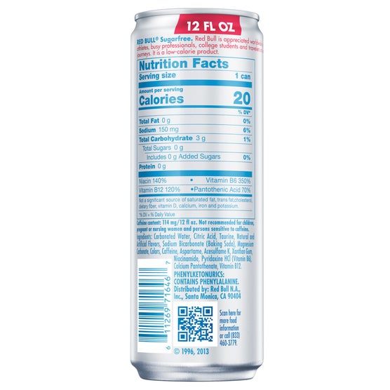 Red Bull Energy Drink, Sugar Free, 12 fl oz, 24 ct