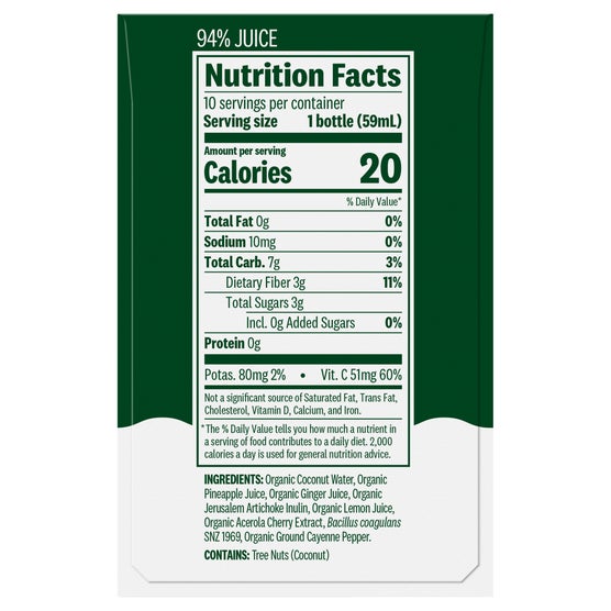 Suja Organic Digestion Wellness Shots, Ginger Pineapple, 2 fl oz, 10 ct
