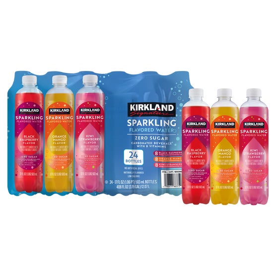 Kirkland Signature Zero Sugar Sparkling Flavored Water, Variety Pack, 17 fl oz, 24 ct