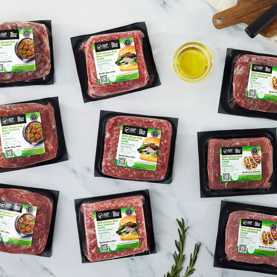 Silver Fern Farms - Net Carbon Zero by Nature 100% Grass-Fed New Zealand Lamb Premium Selection Box 9 Total Packs, 7.5lbs.