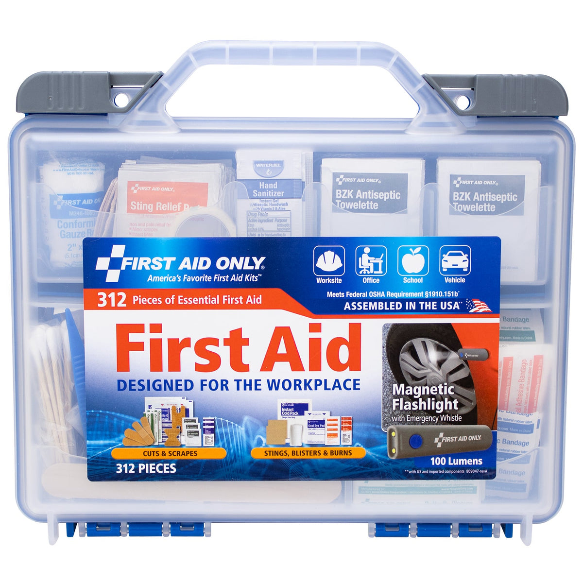 First Aid Only, Workplace First Aid Kit with Flashlight, 312 Pieces - image 3