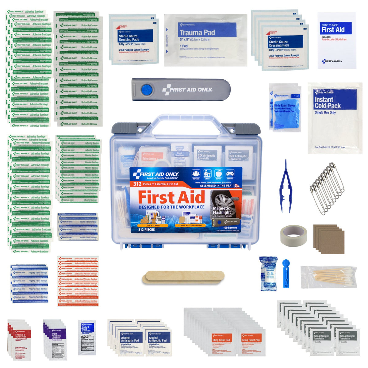 First Aid Only, Workplace First Aid Kit with Flashlight, 312 Pieces - image 6