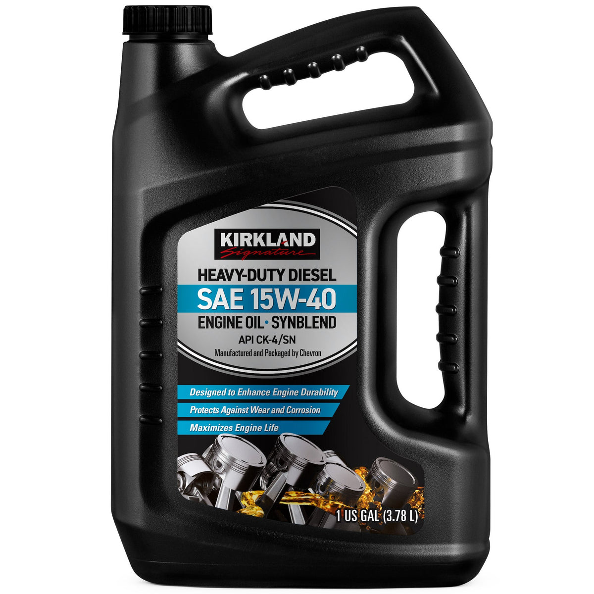 Kirkland Signature Synthetic Blend SAE 15W-40 Heavy-Duty Diesel Engine Oil, 1 Gallon, 3 ct - image 2