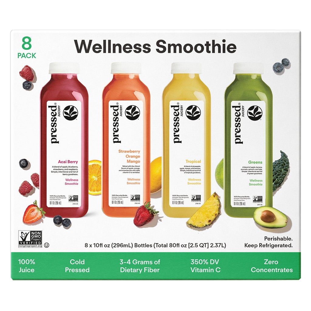 Pressed Juicery Wellness Smoothie, Variety Pack, 10 fl oz, 8 ct