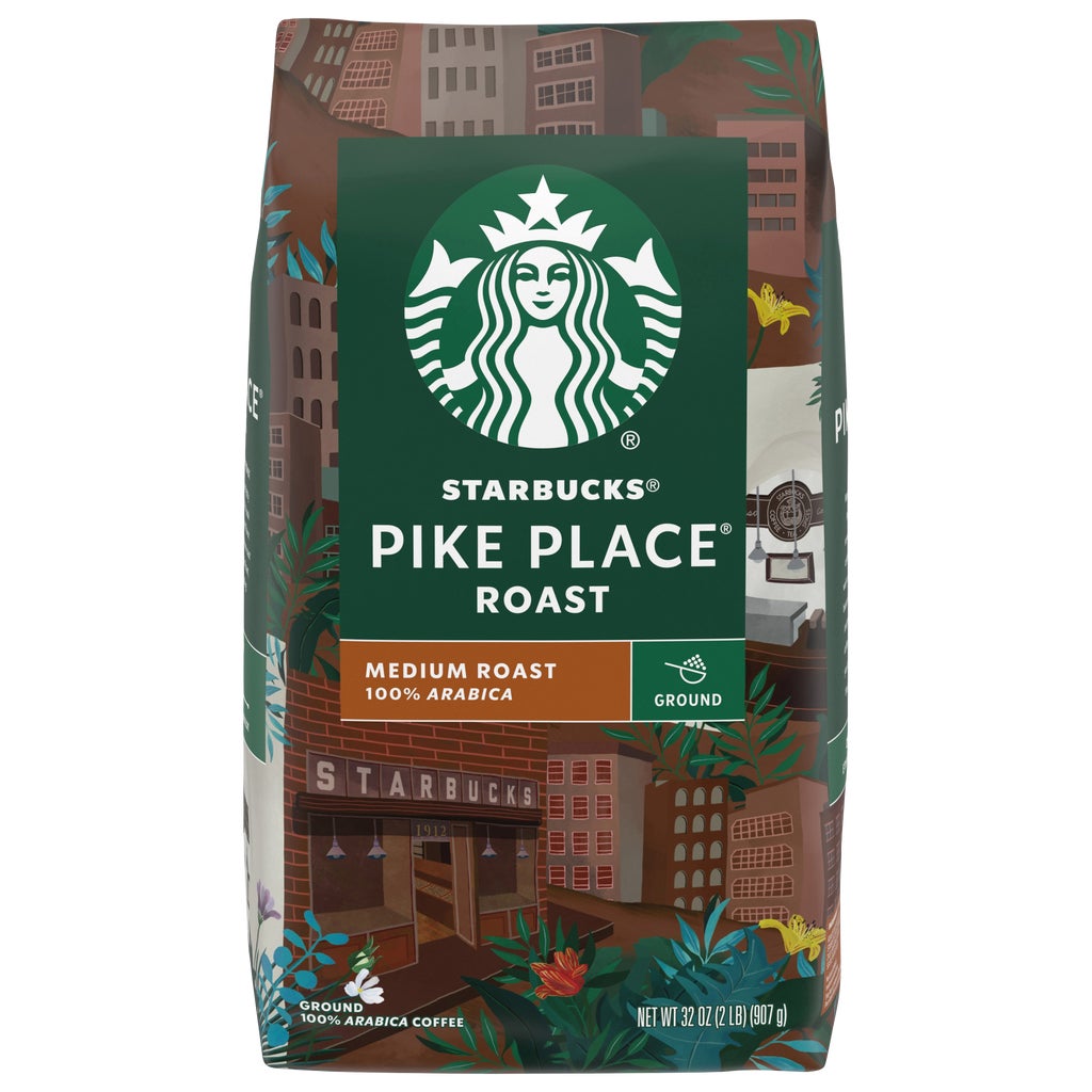 Starbucks Pike Place Roast Ground Coffee, Medium Roast, 2 lbs