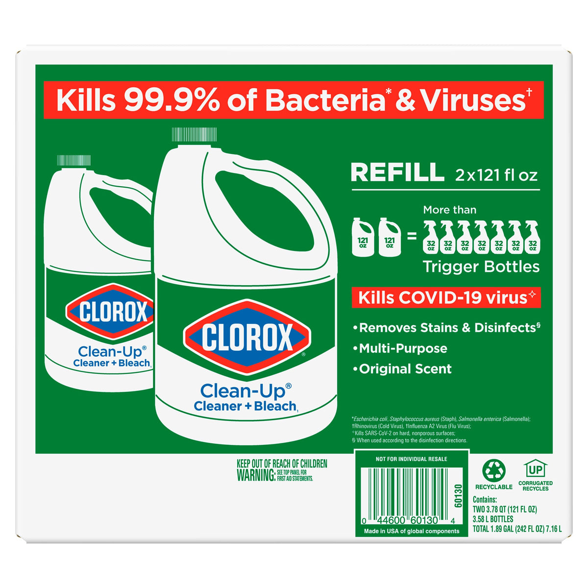 Clorox Clean-Up Cleaner and Bleach, Original Scent, 121 fl oz, 2 ct