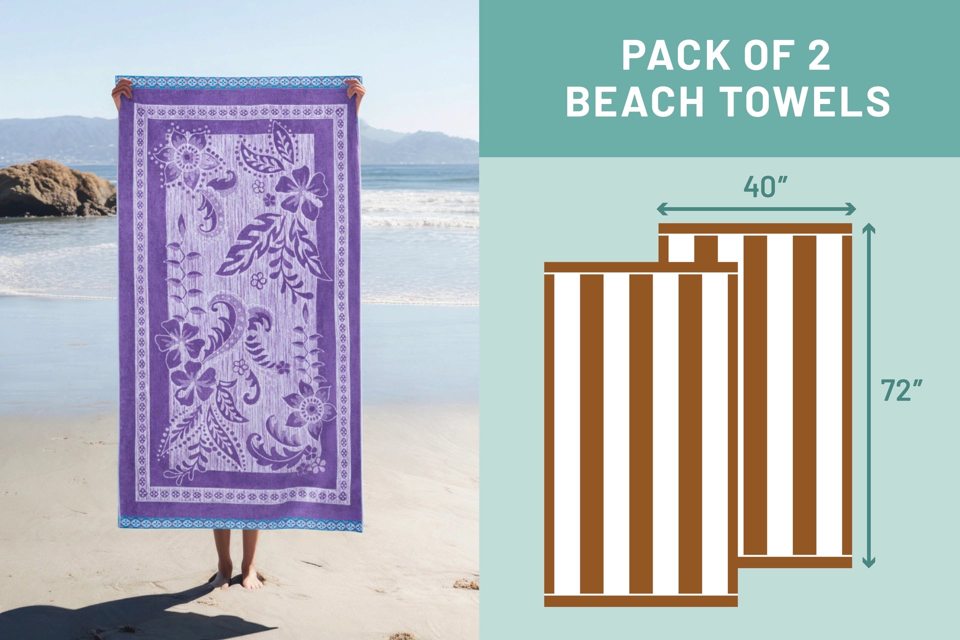 Reversible Jacquard Beach Towel, 2-pack - image 16