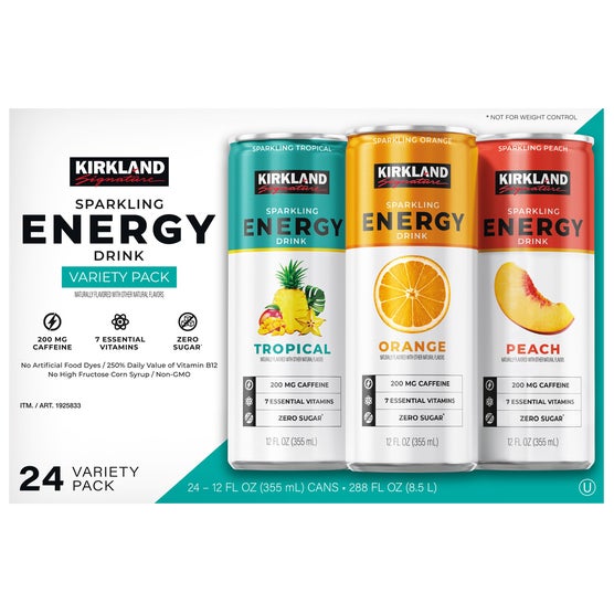 Kirkland Signature Sparkling Energy Drink, Sugar Free, Variety Pack, 12 fl oz, 24 ct