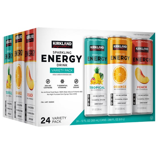 Kirkland Signature Sparkling Energy Drink, Sugar Free, Variety Pack, 12 fl oz, 24 ct