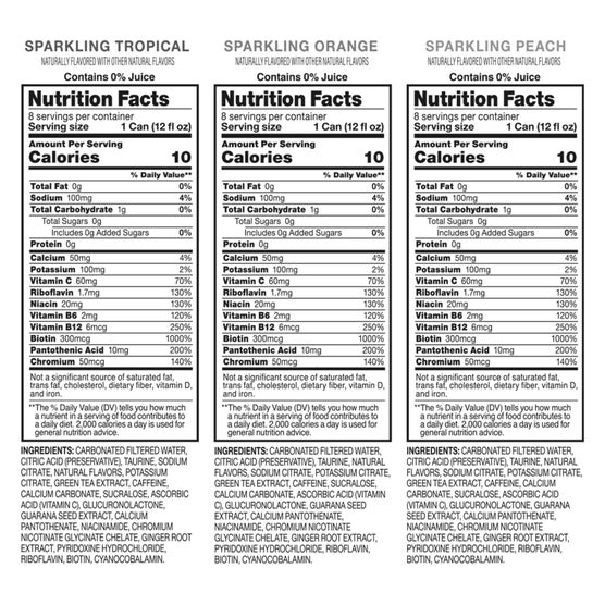 Kirkland Signature Sparkling Energy Drink, Sugar Free, Variety Pack, 12 fl oz, 24 ct