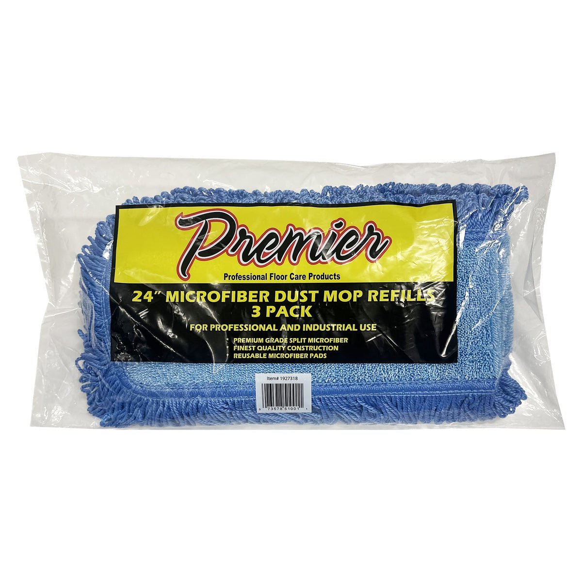 Premier Microfiber Dust Mop Refill for 24" Frame, Blue, 3 ct