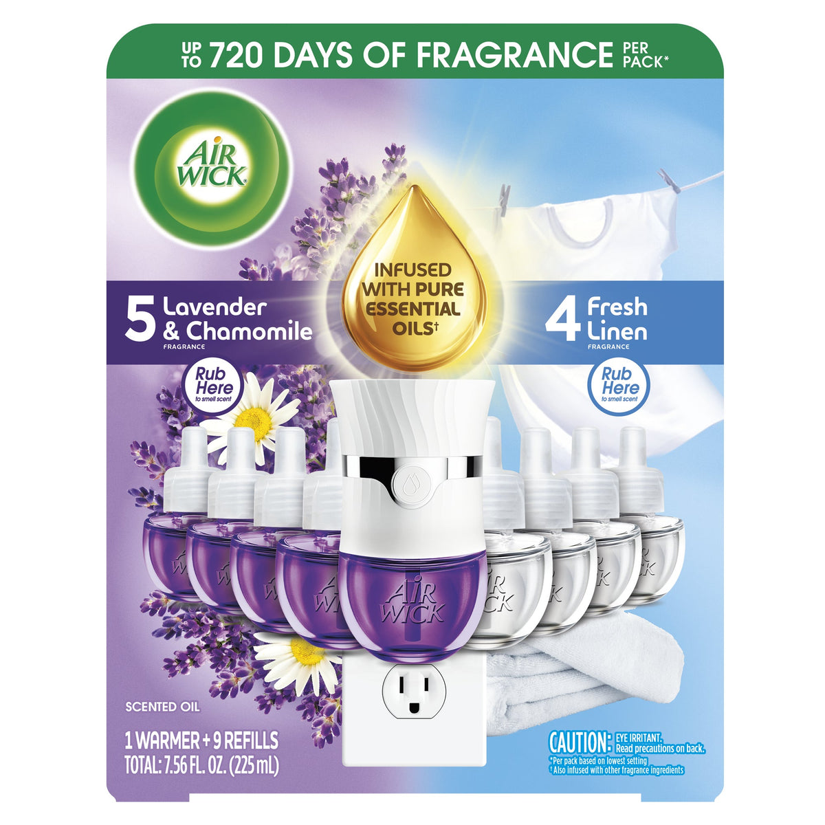 Air Wick Plug-In Scented Oils with Warmer, Variety Pack, 1 Warmer + 9 Refills