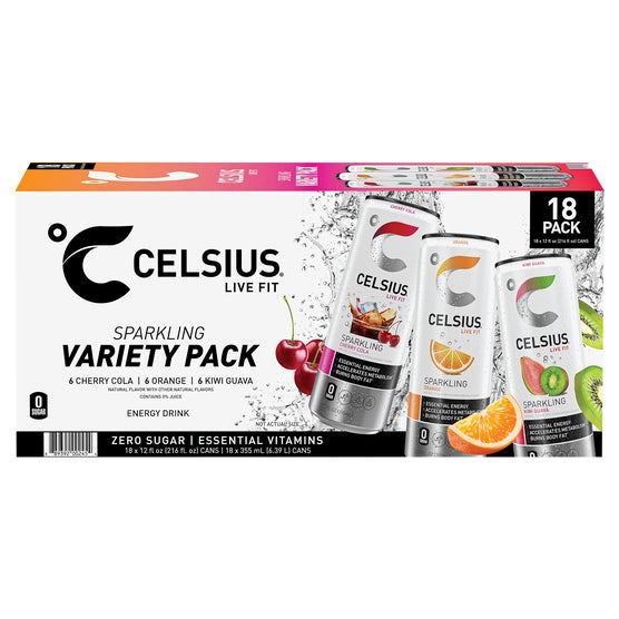 CELSIUS Sparkling Energy Drink, Variety Pack, 12 fl oz, 18 ct