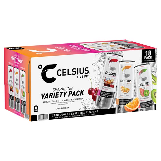 CELSIUS Sparkling Energy Drink, Variety Pack, 12 fl oz, 18 ct