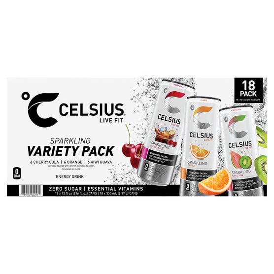 CELSIUS Sparkling Energy Drink, Variety Pack, 12 fl oz, 18 ct