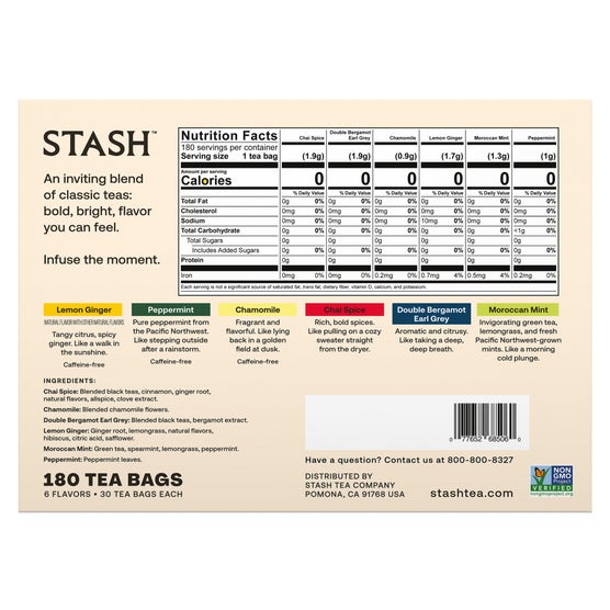 Stash Tea Essentials, Variety Pack, 180 bags