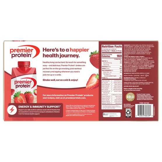 Premier Protein Shake, 30g Protein, Strawberries and Cream, 11 fl oz, 18 ct