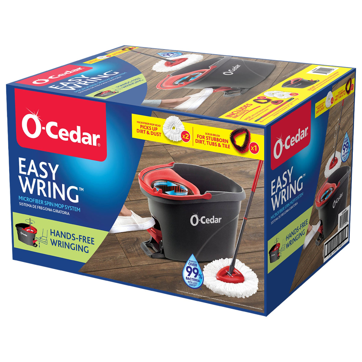 O-Cedar EasyWring Microfiber Spin Mop System with 2 Spin Mop Refills and Scrubber