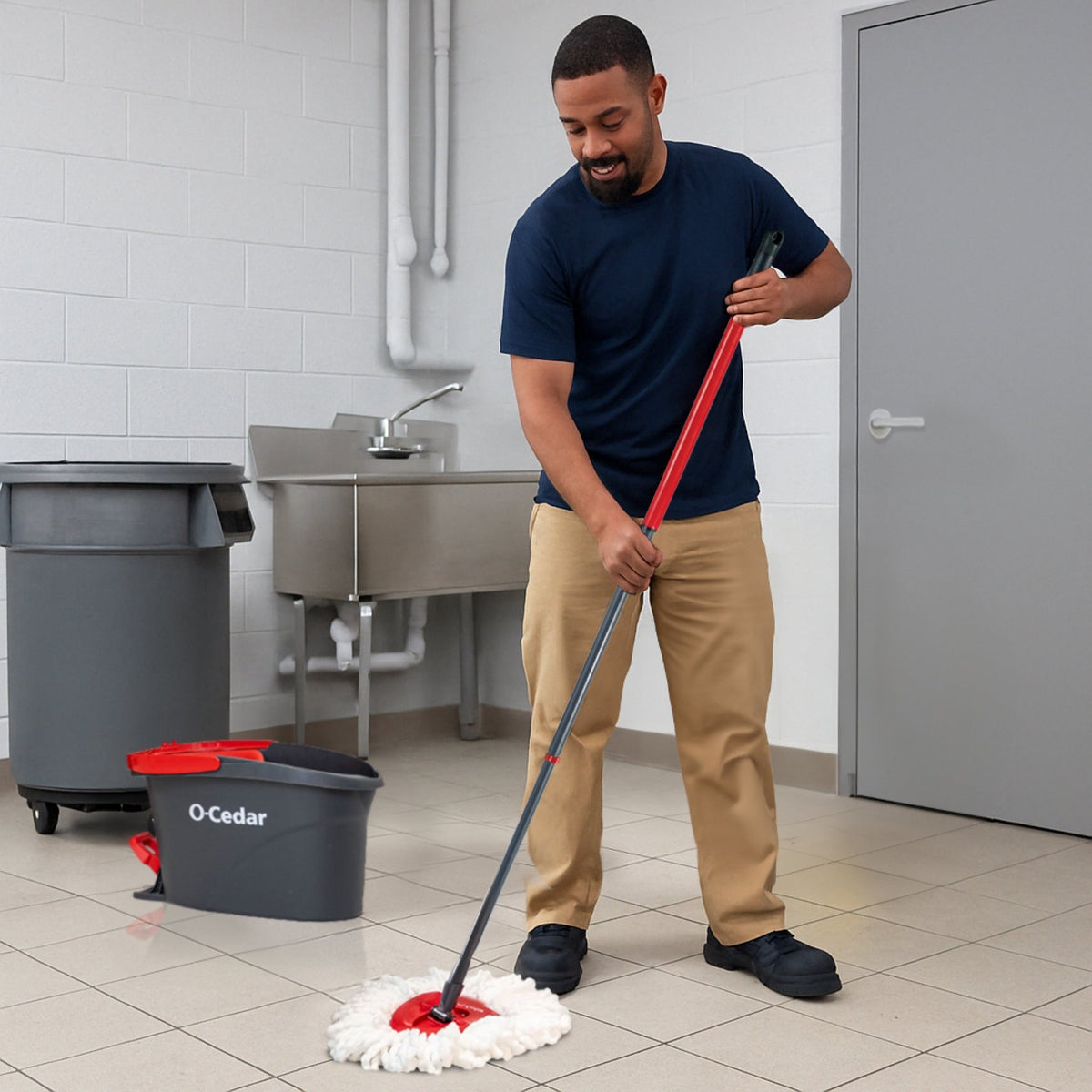 O-Cedar EasyWring Microfiber Spin Mop System with 2 Spin Mop Refills and Scrubber - image 9