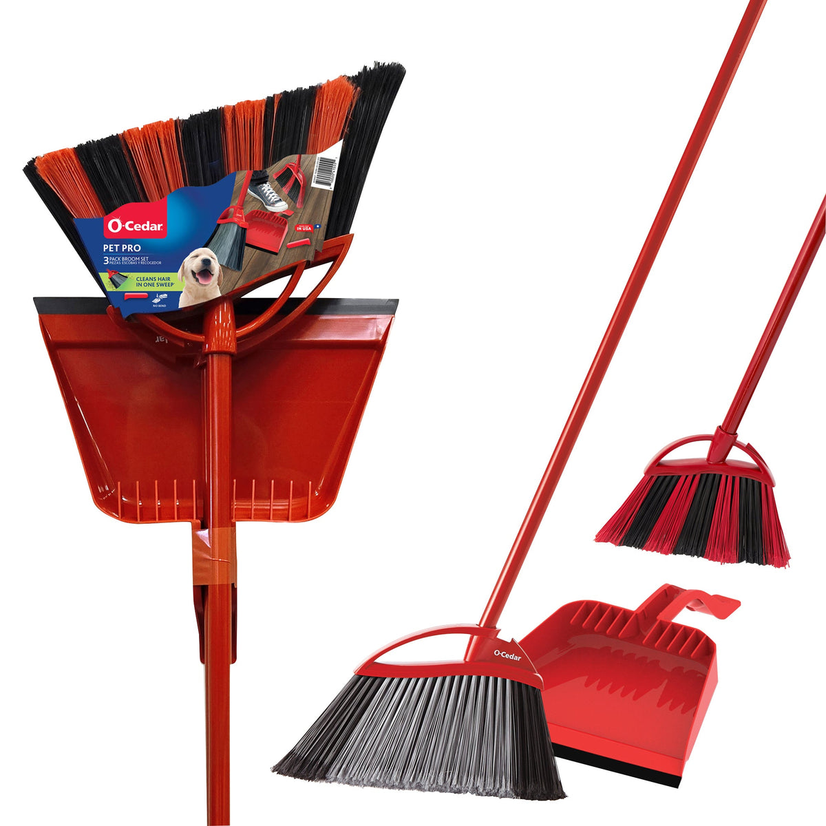 O-Cedar One Sweep & Pet Pro Broom with Step-on Dustpan