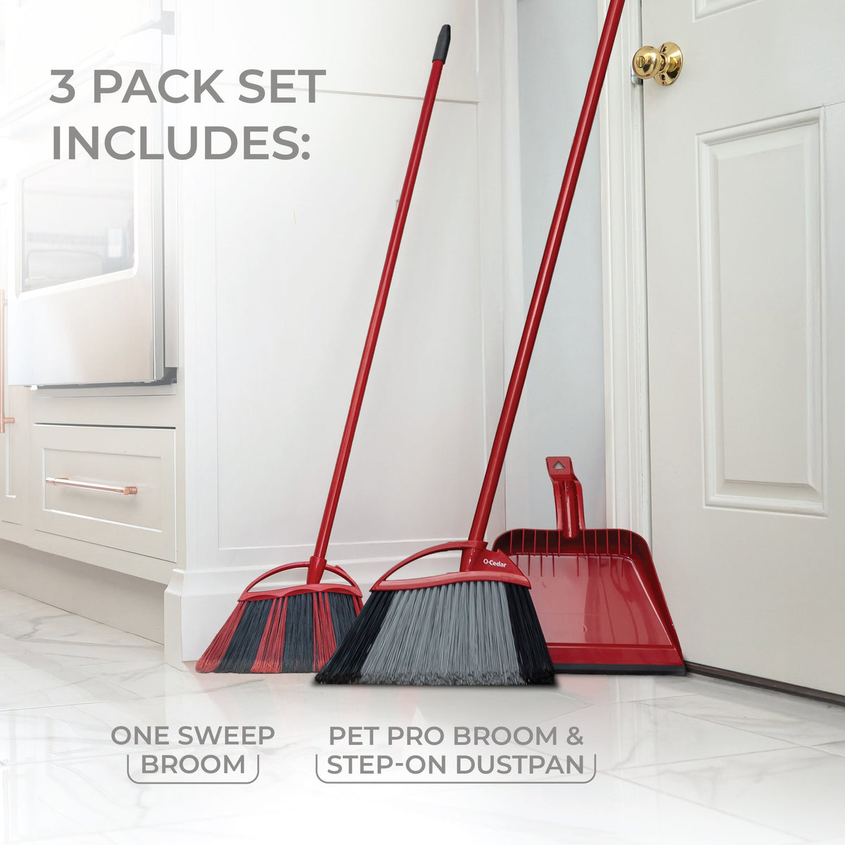 O-Cedar One Sweep & Pet Pro Broom with Step-on Dustpan - image 2