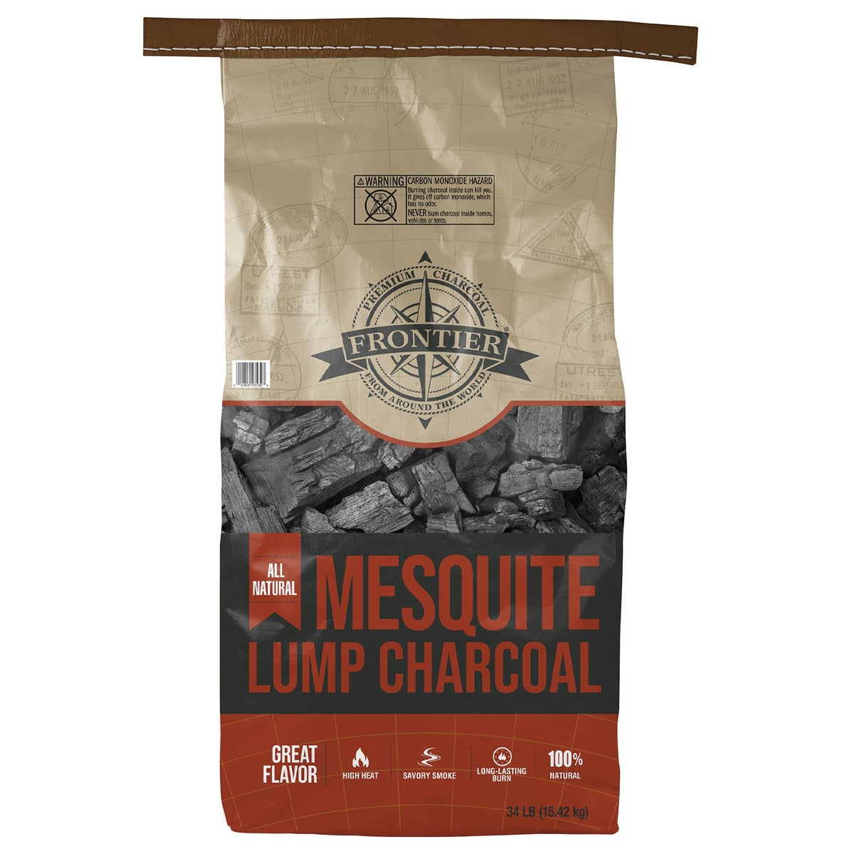 Frontier All-Natural Mesquite Lump Charcoal, 34 lbs