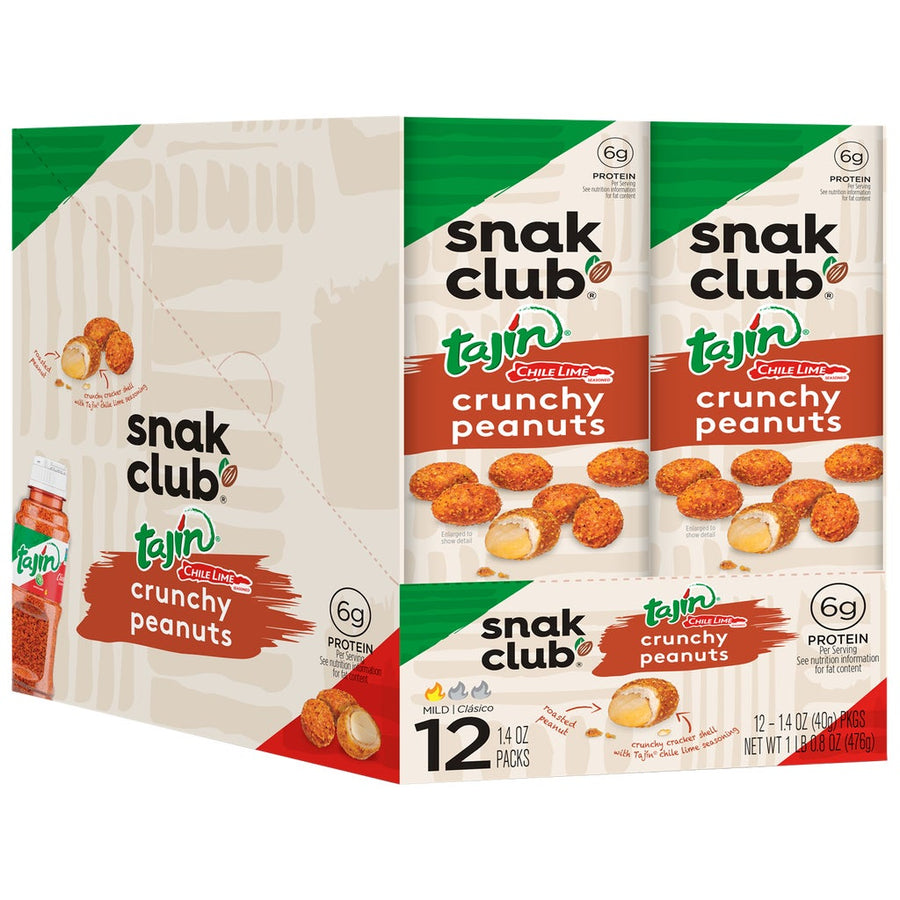 Snak Club Crunchy Peanuts, Tajin Chile Lime, 1.4 oz, 12-count