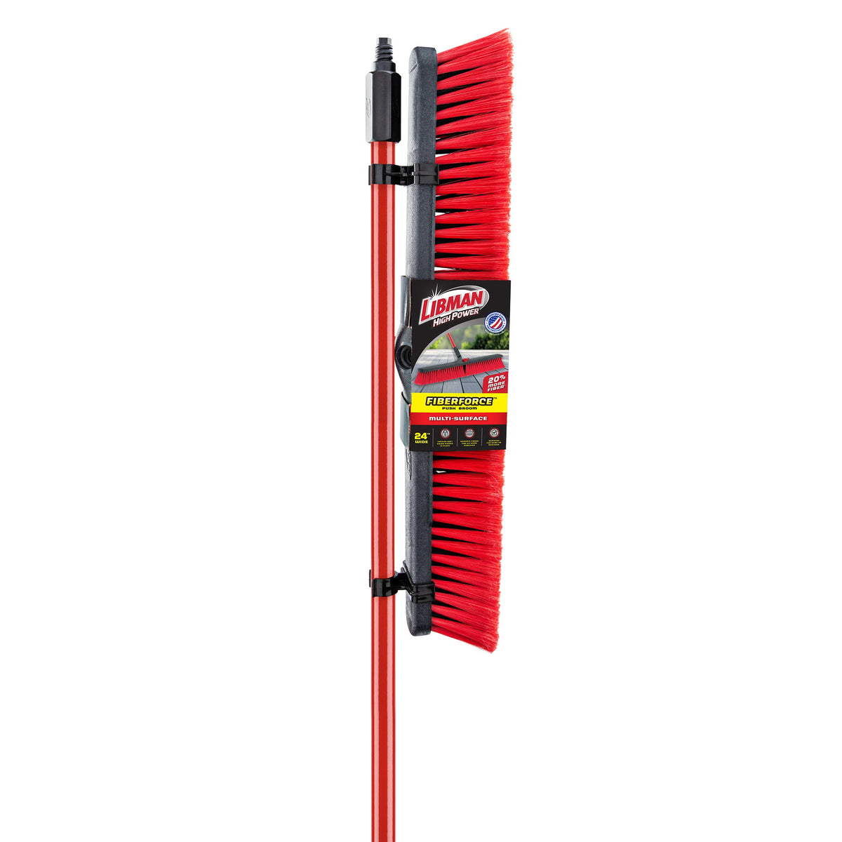 Libman FiberForce 24" Multi-Surface Push Broom, Red