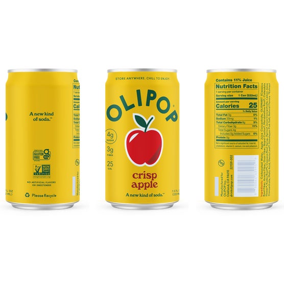 OLIPOP Prebiotic Soda, Mini Cans Variety Pack, 7.5 fl oz, 15 ct
