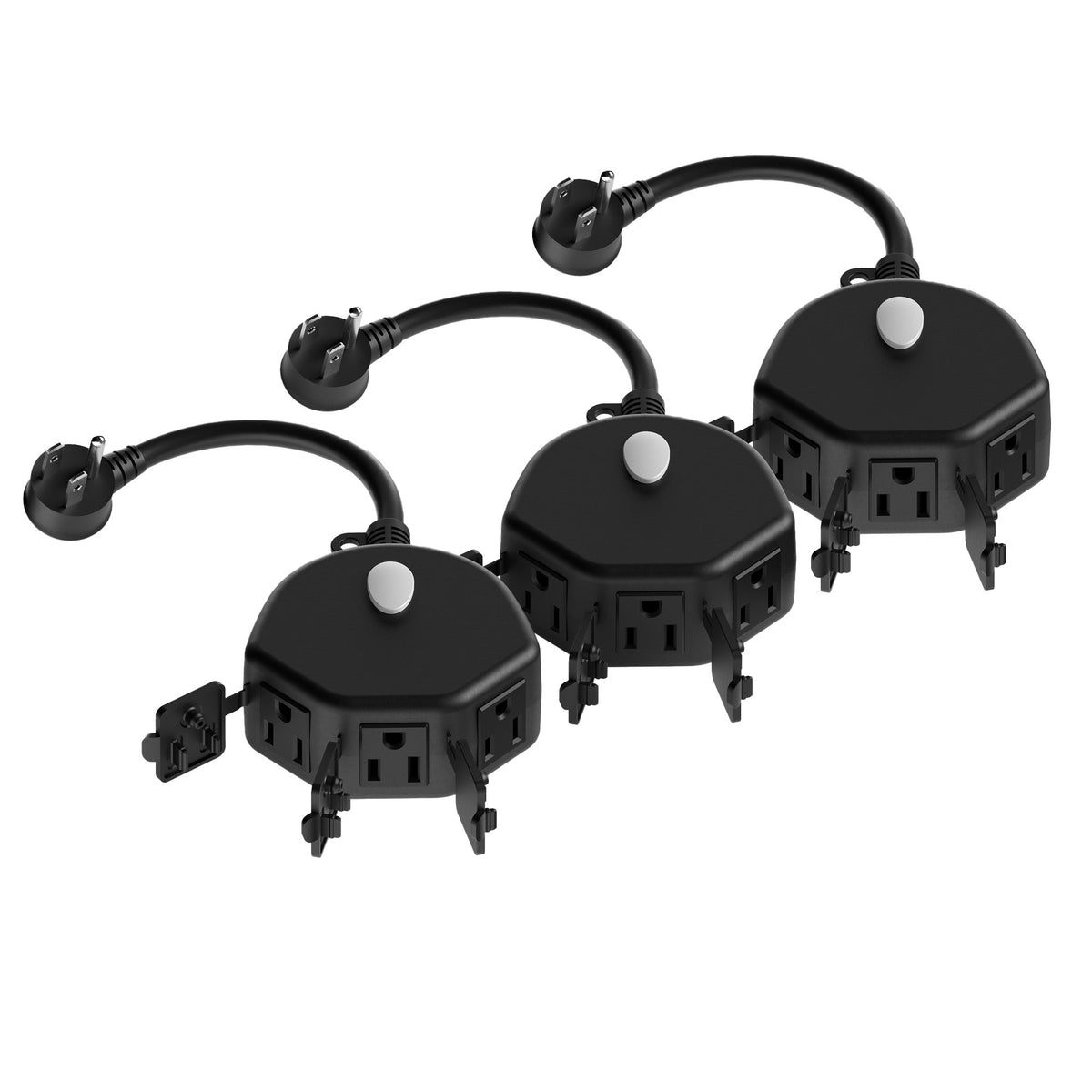 Feit Electric Triple Outlet Outdoor Smart Plugs, Black, 3 ct