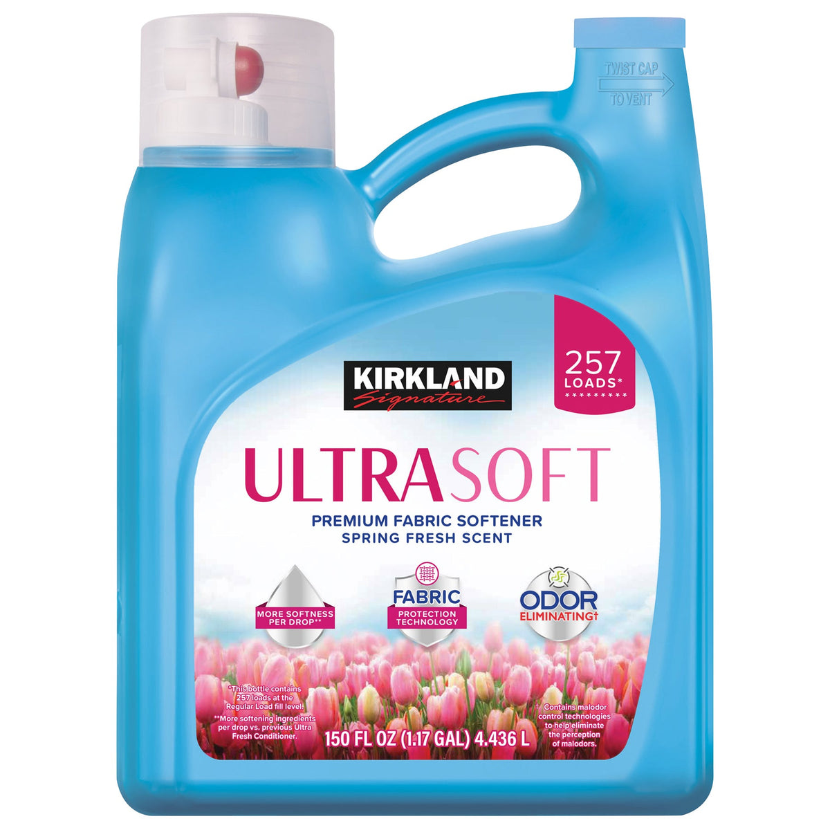 Kirland Signature Liquid Fabric Softener, Ultra Soft, Spring Fresh Scent, 257 Loads, 150 fl oz