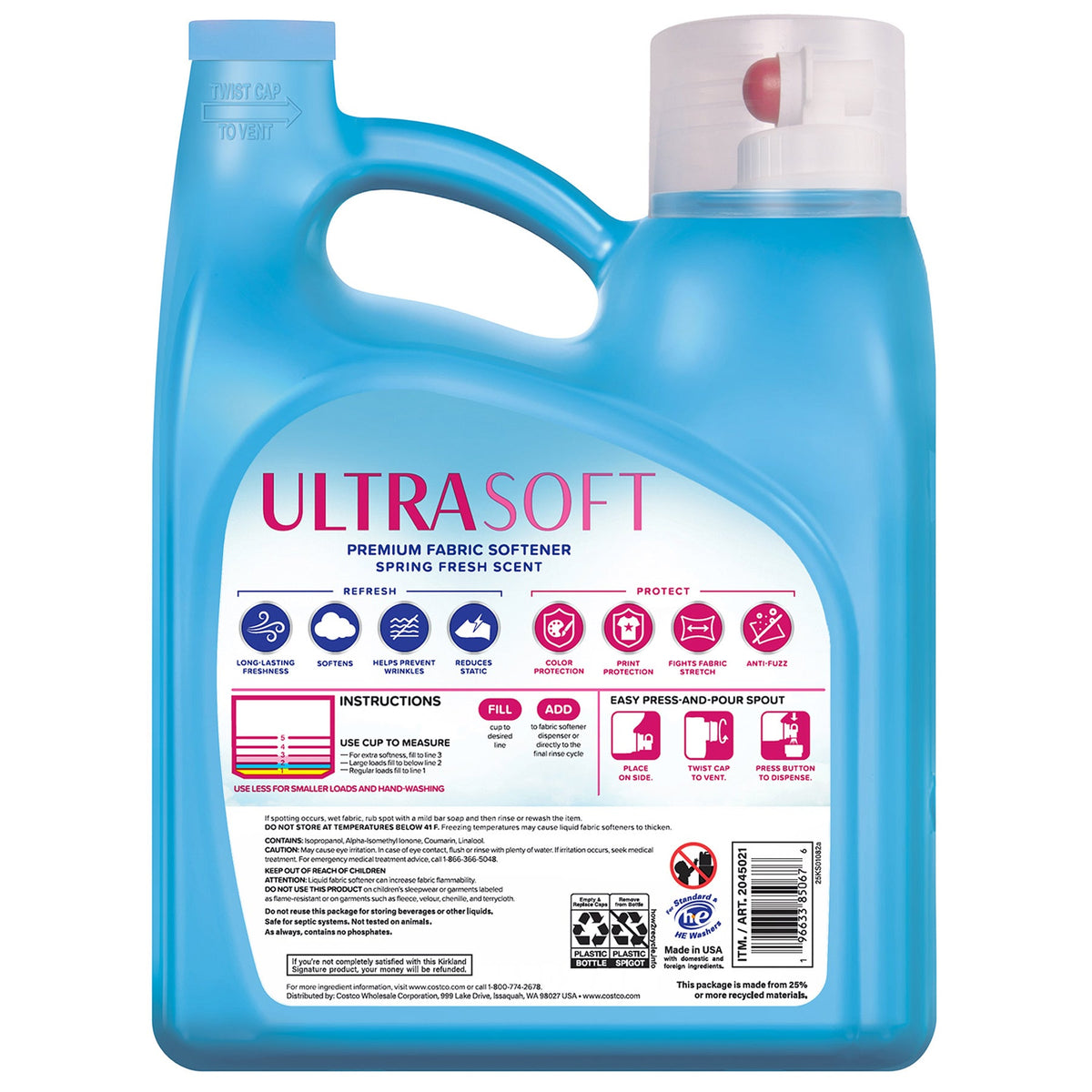 Kirland Signature Liquid Fabric Softener, Ultra Soft, Spring Fresh Scent, 257 Loads, 150 fl oz - image 2