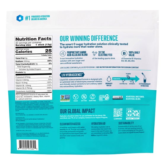 Liquid I.V. Hydration Multiplier Electrolyte Drink Mix, Sugar Free, Ring Pop Cherry, 0.45 oz, 30 ct