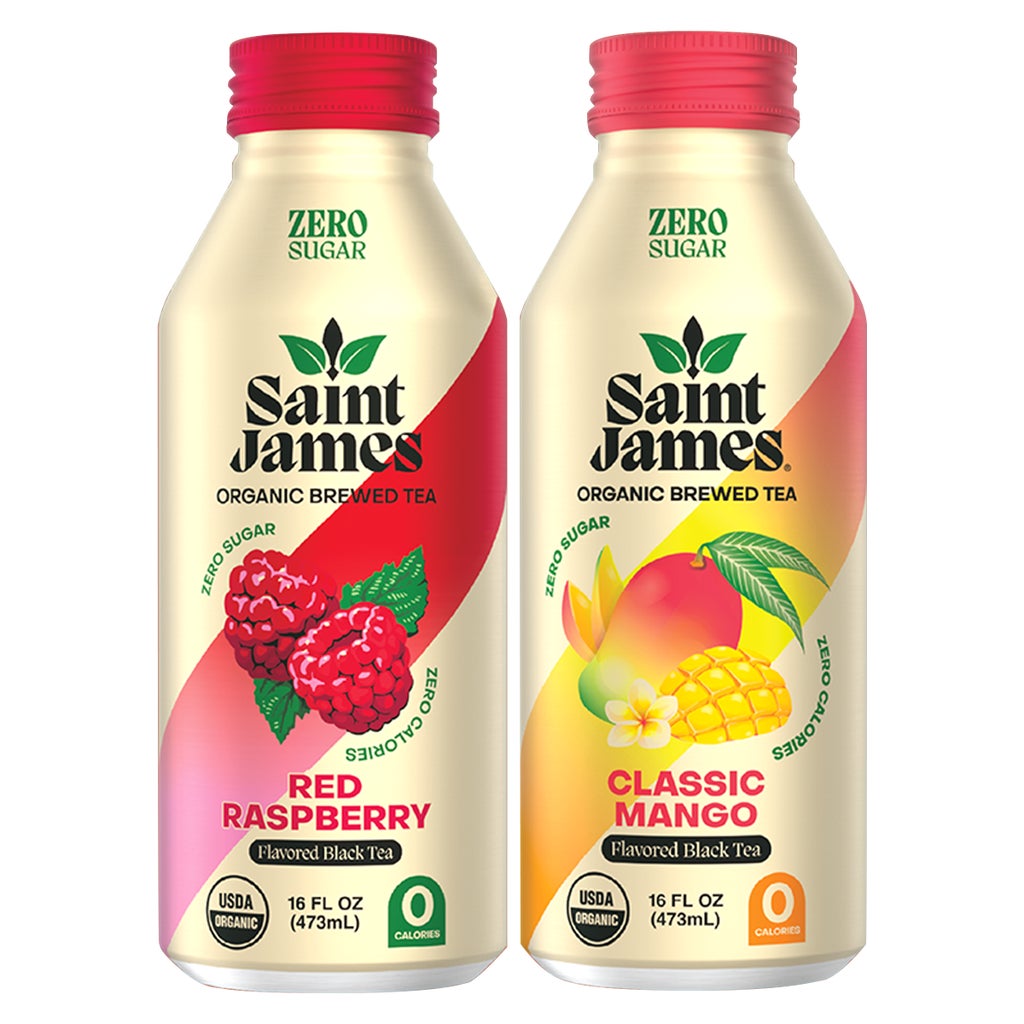 Saint James Organic Brewed Tea, Zero Sugar, Variety Pack, 16 fl oz, 15 ct