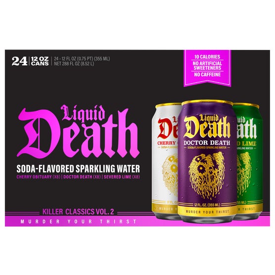 Liquid Death Soda-Flavored Sparkling Water, Variety Pack, 12 fl oz, 24 ct