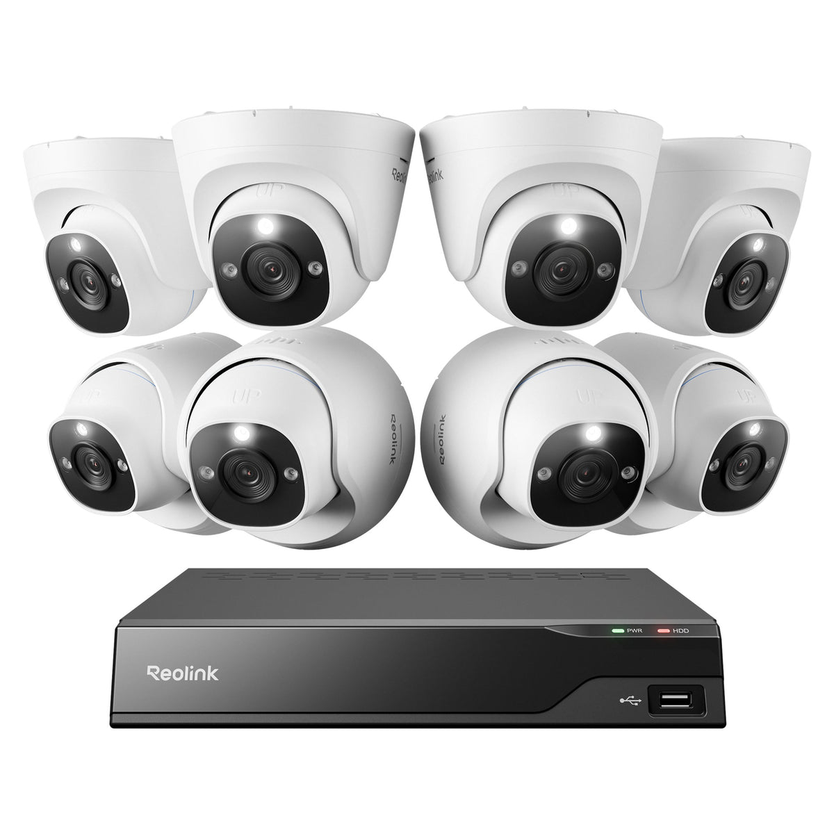 Reolink 12 Channel 4K PoE + Wi-Fi NVR Security System 4TB, 8 Wired Dome Cameras