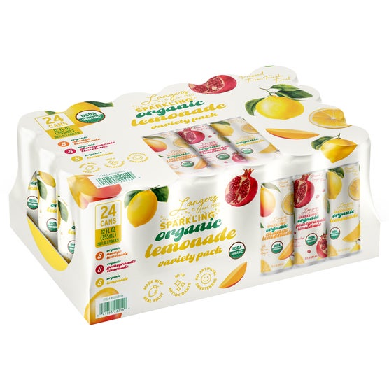 Langer's Organic Sparkling Lemonade, Variety Pack, 12 fl oz, 24 ct