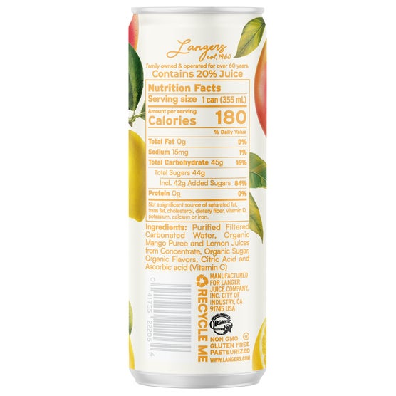 Langer's Organic Sparkling Lemonade, Variety Pack, 12 fl oz, 24 ct