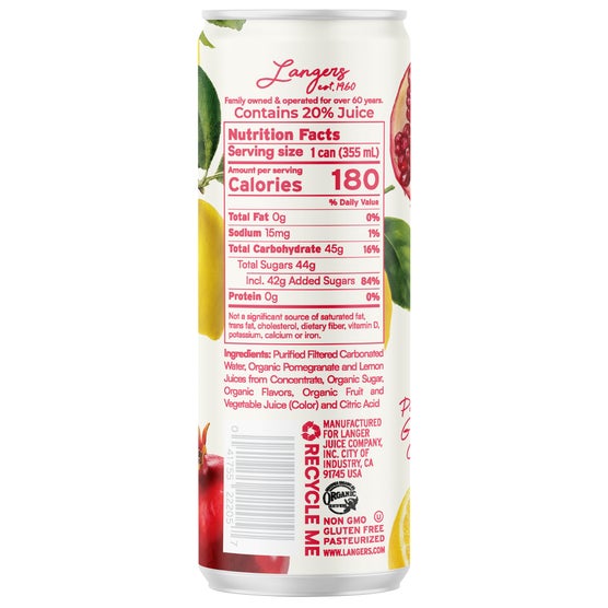 Langer's Organic Sparkling Lemonade, Variety Pack, 12 fl oz, 24 ct